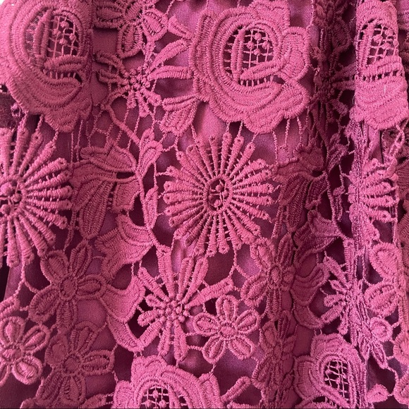 LULU’S Love Poem Burgundy Crochet Lace Mini Dress - Picture 9 of 14